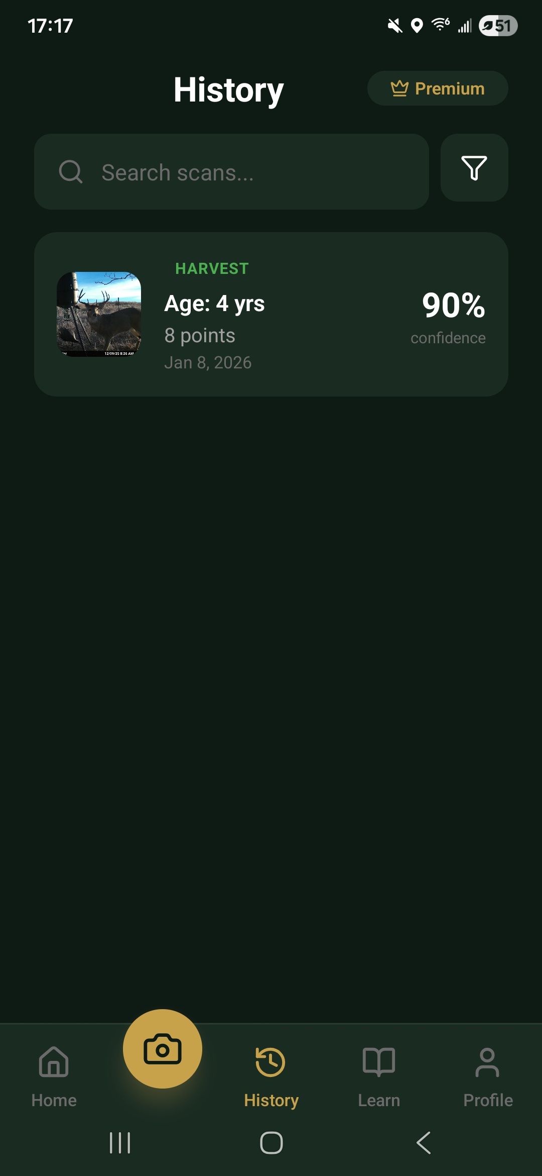 Iron Stag history screen