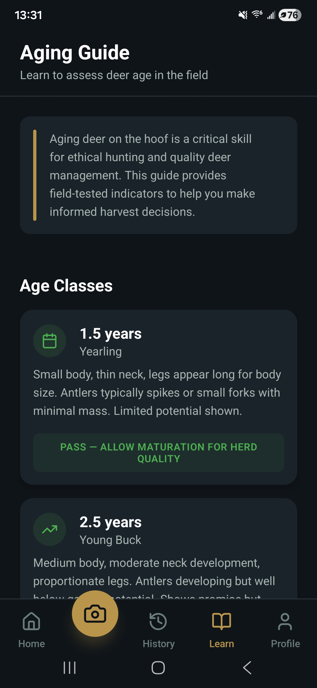 Iron Stag learn screen